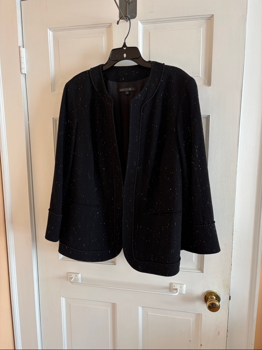 Lafayette 148 New York Black Flecked Collarless Blazer